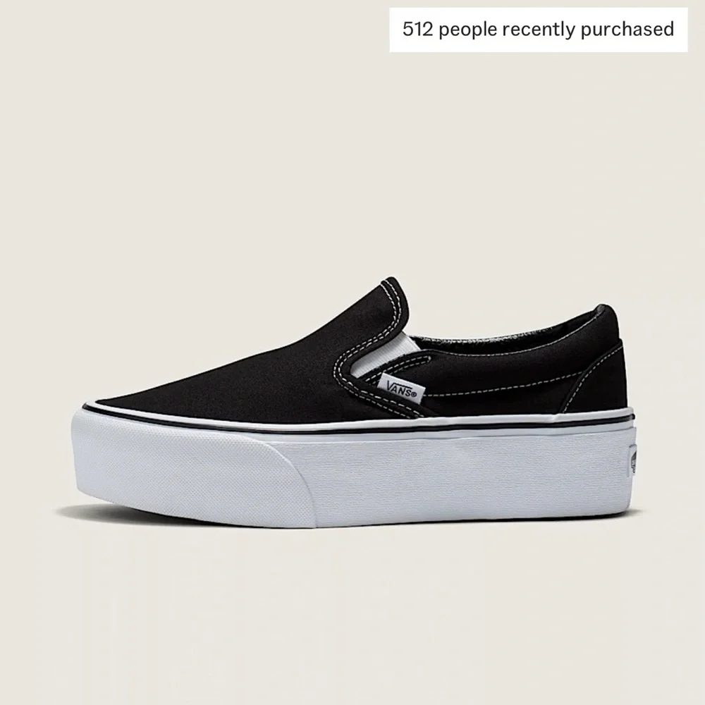 Vans Black and White Platform Slip-Ons - Picture 3 of 10